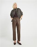 River Island Womens Trousers Brown Faux Leather Elasticated Waist Pants Bottoms - 10 Regular