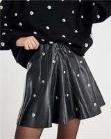 River Island Womens Mini Skirt Black Faux Leather Studded Elasticated Bottom - 10 Regular