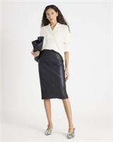 River Island Womens Midi Skirt Black Faux Leather Corset Waist Zip Bottom - 10 Regular