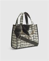 River Island Womens Tote Bag Cream Boucle Embroidered Popper Fastening