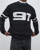 River Island Mens Sweatshirt Black Regular Fit 91 Sports Crew Neck Long Sleeve - S Regular