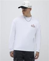 River Island Mens T-Shirt White Long Sleeve Lisiere 1992 Crew Neck Tee Top - M Regular