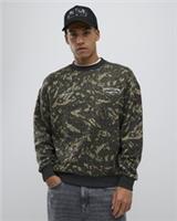 River Island Mens Sweatshirt Green Sanctuarie Camouflage Crew Neck Long Sleeve - L Regular