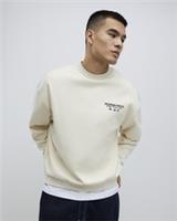 River Island Mens Sweatshirt Cream Regular Fit Palais Car Crew Neck Long Sleeve - XS Regular