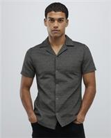 River Island Mens Shirt Brown Muscle Fit Pupstooth Stud Pressed Long Sleeve Top - M Regular