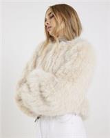 River Island Womens Jacket Cream Short Pelted Faux Fur Long Sleeve Outerwear Top - 18 Regular