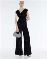 River Island Womens Jumpsuit Black Sequin Detail Cowl Neck Sleeveless Outfit - S Regular