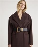 River Island Womens Coat Brown Longline Belted Collared Button Outerwear Top - 18 Regular