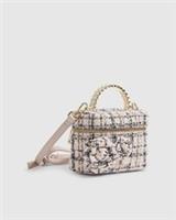 River Island Womens Crossbody Bag Pink Boucle Pearl Grab Handle Zip Fastening