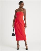 River Island Womens Bandeau Midi Dress Red Sleeveless Bodycon Zip Bandeau Style - 12 Regular