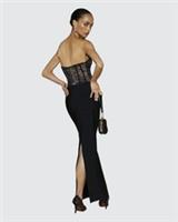 River Island Womens Maxi Dress Black Sleeveless Lace Corset Zip Bandeau Style - 14 Regular