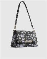 River Island Womens Clutch Bag Navy Floral Jacquard Bar Front Fold Over Flap
