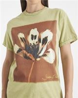 River Island Womens T-Shirt Green Short Sleeve Floral Print Crew Neck Tee Top - S Regular