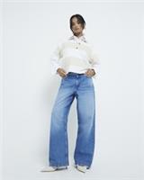 River Island Womens Straight Jeans Petite Blue Relaxed Trousers Pants Bottoms - 8 Extra Short Petites