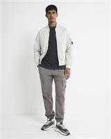 River Island Mens Cargo Trousers Grey Regular Fit Drawstring Pants Bottoms - M / Short Regular