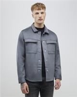 River Island Mens Overshirt Grey Regular Fit Faux Suede Collared Outerwear Top - M Regular