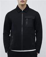 River Island Mens Shacket Black Slim Fit Nylon Hybrid Collared Outerwear Top - L Regular