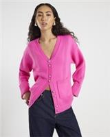 River Island Womens Cardigan Pink Knitted Long Sleeve V-Neck Jumper Top - S Regular