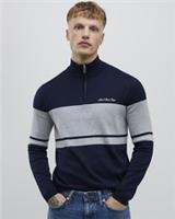 River Island Mens Jumper Navy Slim Fit Colour Block Half Zip Sweater Pullover - S Regular