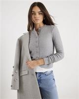 River Island Womens Top Grey Long Sleeve Curved Hem Crew Neck Blouse Ribbed - L Regular