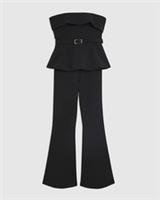 River Island Womens Jumpsuit Petite Black Bandeau Peplum Belted Zip Outfit - S Petites