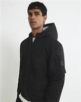 River Island Mens Bomber Jacket Black Regular Fit Hooded Outerwear Top - XL Regular