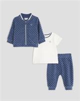 River Island Baby Boys Jacket 3 Piece Set Navy Velour 3 Piece Crew RI Graphic - 6-9 Months Regular
