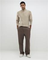 River Island Mens Jumper Beige Slim Fit Striped Half Zip Sweater Pullover Top - S Regular