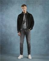 River Island Mens Jacket Black Faux Suede Collared Zipped Outerwear Top - XL Regular