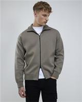 River Island Mens Jumper Khaki Slim Fit Zip Through Sweater Funnel Neck Top - M Regular