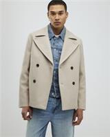 River Island Mens Peacoat Beige Double Breasted Notch Lapels Outerwear Top - M Regular