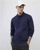 River Island Mens Polo Shirt Navy Slim Fit Sleeve Pocket Quarter Zip Top - L Regular