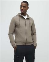 River Island Mens Jacket Beige RI Drawstring Hood Zipped Outerwear Top - L Regular