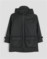 River Island Boys Coat Black Hooded Raincoat Zipped Long Sleeve Outerwear Top - 11-12 Years Regular