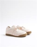 River Island Girls Trainers Pink Bow Slip On Round Toe Casual Sneakers Shoes