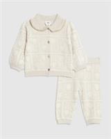 River Island Baby Girls Cardigan Set Beige Monogram 2 Piece Ri Print Collared - 0-3 Months Regular