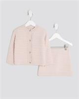 River Island Mini Girls Cardigan & Shorts Set Pink 2 Piece Fluffy Boucle - 18-24 Months Regular