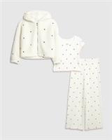 River Island Girls Pyjama Set 3 Piece White Hooded Heart Sleepwear Nightwear