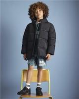 River Island Boys Puffer Coat Black Hooded Heavyweight Zipped Outerwear Top - 9-10 Years Regular