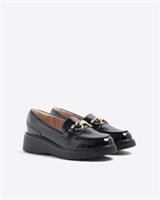 River Island Girls Loafers Black Wedged Bow Microfresh Memory Foam Shoes