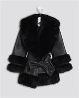 River Island Mini Girls Wrap Coat Black Faux Fur Long Sleeve Outerwear Top - 18-24 Months Regular