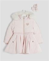 River Island Mini Girls Coat Pink Padded Skirt Style Hooded Outerwear Top - 3-4 Years Regular