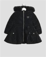 River Island Mini Girls Padded Coat Black Hooded Peplum Hooded Outerwear Top - 12-18 Months Regular