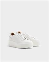 River Island Womens Trainers White Platform Lace Up Casual Flat Sneakers Shoes