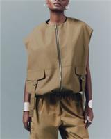 River Island Womens Gilet Beige Bubble Hem Sleeveless Crew Neck Outerwear Top - S Regular