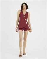 River Island Womens Waistcoat Playsuit Red Asymmetric Hybrid V-Neck Outfit - L Regular