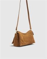 River Island Womens Crossbody Bag Brown Suede Zip Fastening Strap Suede Fabric