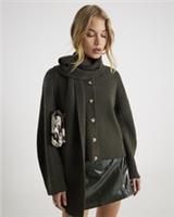 River Island Womens Cardigan Green Knitted Wrap Scarf Round Neck Jumper Top - S Regular