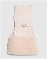 River Island Girls Dress Pink 3D Organza Hem Round Neck Sleeveless Diamante - 8 Years Regular