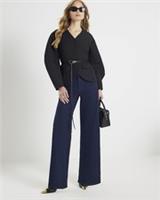 River Island Womens Wide Leg Jeans Blue Corset Button Up Trousers Pants Bottoms - 16 Regular Regular